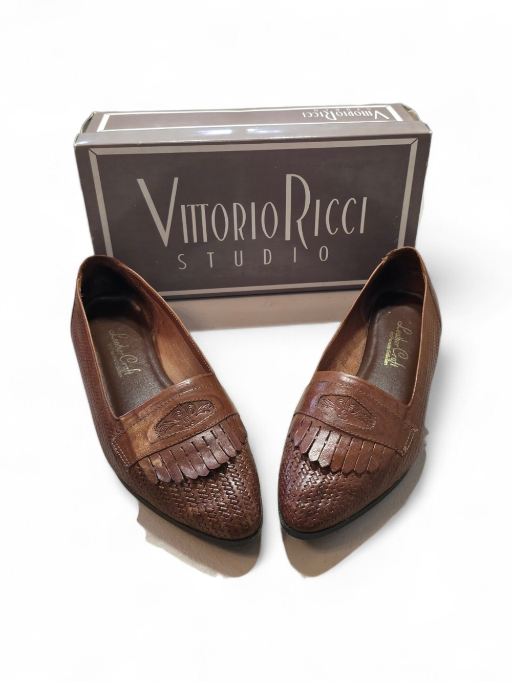 Vittorio Brown Woven Leather Kiltie Loafers
